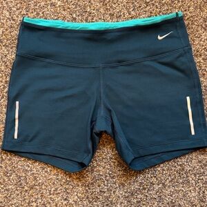 Nike Women's Teal and Aqua Dri Fit Athletic Shorts